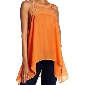 Johnny Was Draped Hi-Lo Hem Tunic Tank in Tangerine Sz S